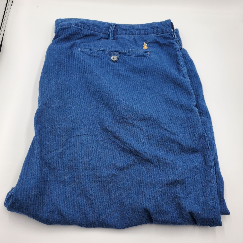 Polo Ralph Lauren Mens Blue Seersucker Striped Chino Shorts Size 46  fadding